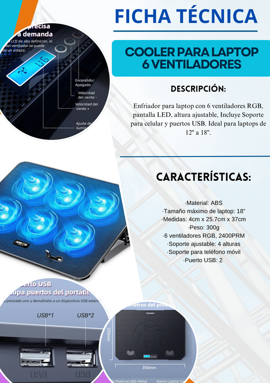COOLER RGB DE 6 VENTILADORES + ASPIRADORA